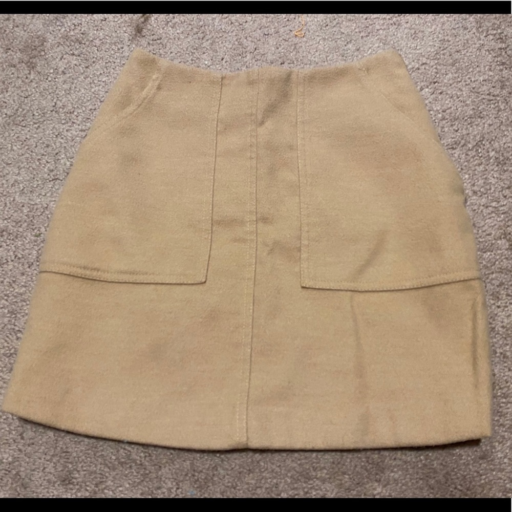 Tan Wool H&M Divided Skirt with Pockets